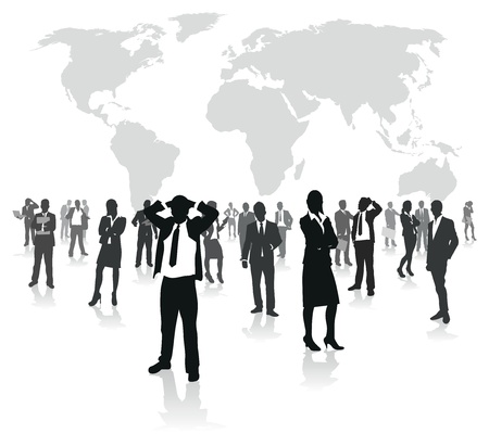 business people group on a world backgroundのイラスト素材