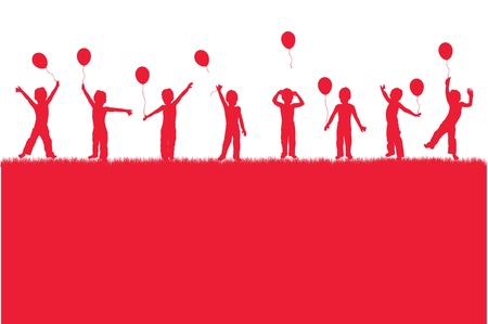 children playing with balloonsのイラスト素材