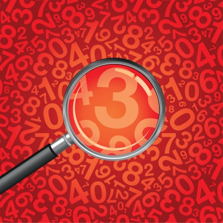 realistic magnifying glass number backgroundのイラスト素材