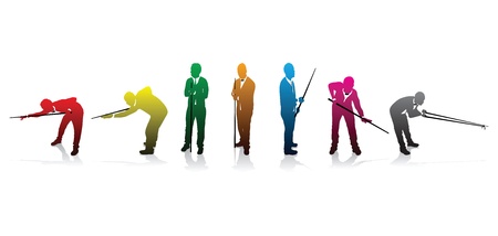 set of snooker player silhouettesのイラスト素材