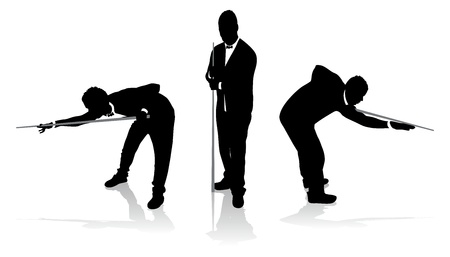set of snooker player silhouettesのイラスト素材