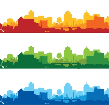 set of cityscapesのイラスト素材