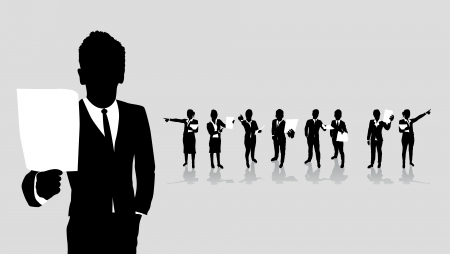 business people set holding up paper signsのイラスト素材