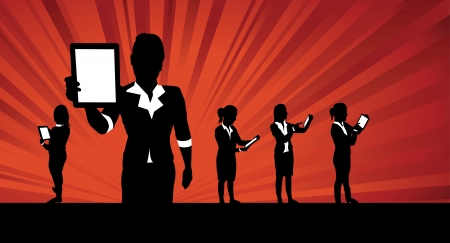 business women tablet backgroundのイラスト素材