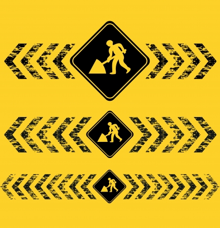 constructing a website black and yellow bannersのイラスト素材