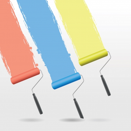 a set of three paint rollers backgroundのイラスト素材