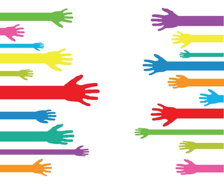 a set of colourful abstract hand silhouettesのイラスト素材