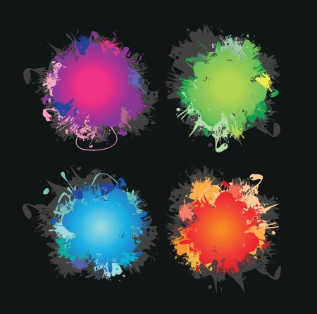 a set of four colourful ink splashesのイラスト素材