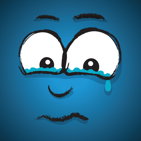 crying cartoon faceのイラスト素材