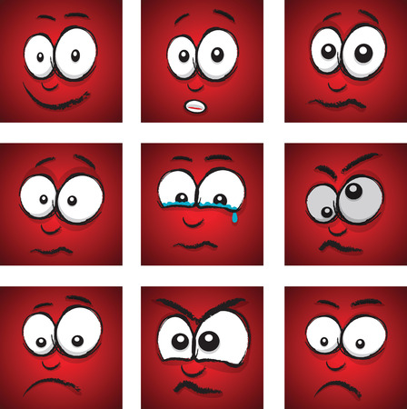 cartoon face red groupのイラスト素材