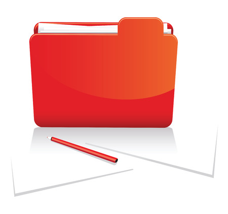 red folder with paper and penのイラスト素材