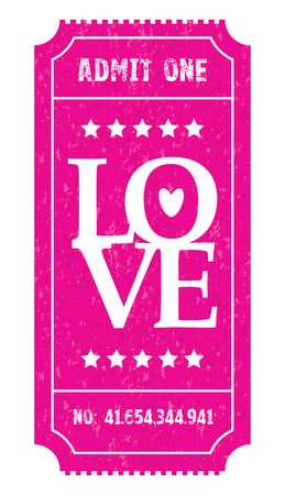 a pink love ticketのイラスト素材