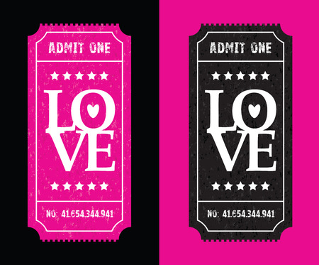 a pink and black love ticketのイラスト素材