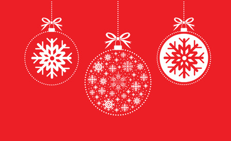 red and white christmas ball ballのイラスト素材