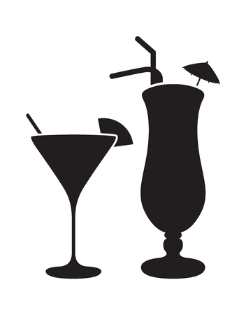 cocktails silhouettesのイラスト素材