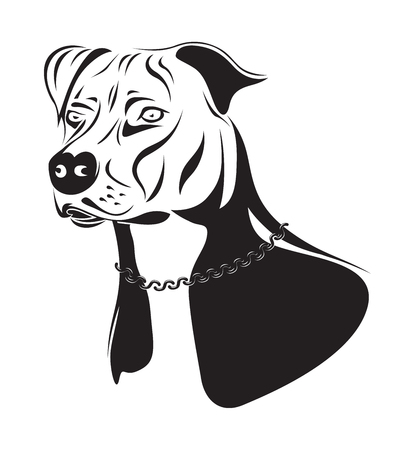 staffordshire terrier dog silhouetteのイラスト素材