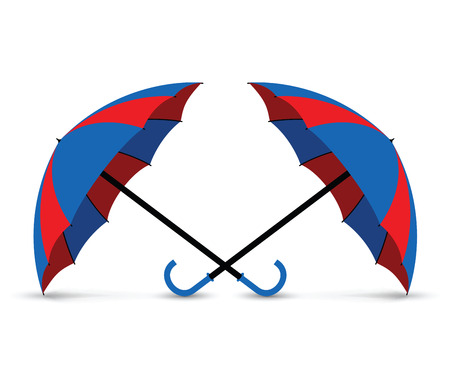 blue and red umbrellaのイラスト素材