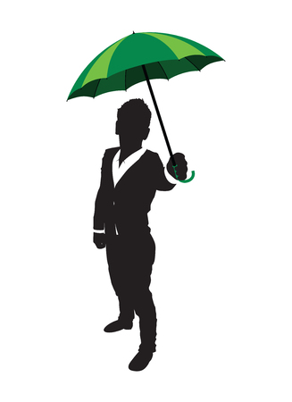 green umbrella rain backgroundのイラスト素材