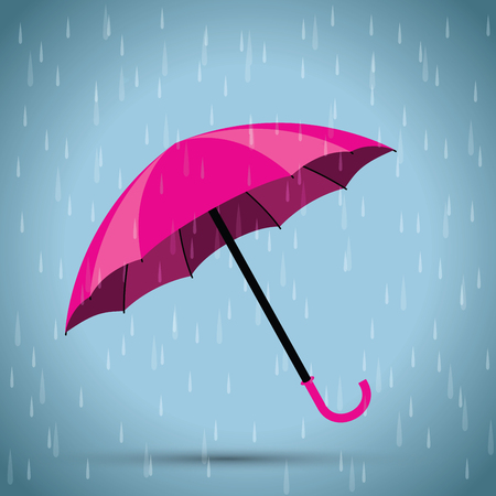 pink umbrella and a rain backgroundのイラスト素材