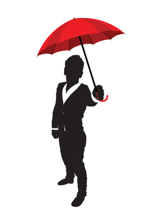 business man with a red umbrellaのイラスト素材