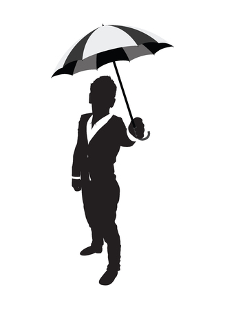 business man with a black umbrellaのイラスト素材