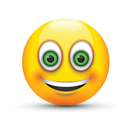 smiling emoji big realistic green eyesのイラスト素材