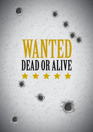 wanted poster with bullet holesのイラスト素材