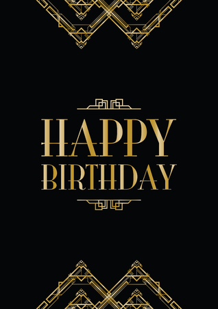 happy birthday art deco invitationのイラスト素材