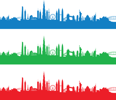set of cityscapesのイラスト素材