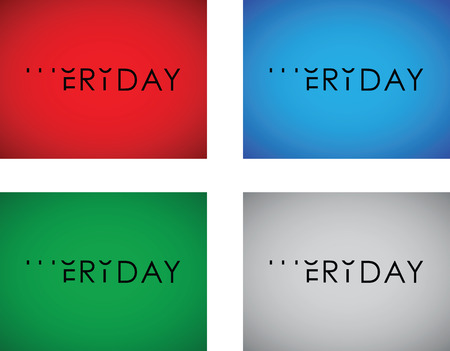 thursday to friday turning text setのイラスト素材