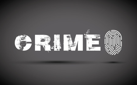 Crime prevention concept illustration with fingerprint on black background.のイラスト素材