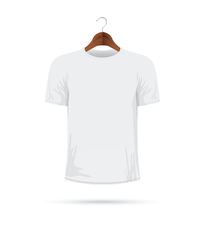 white t-shirt on a coat hangerのイラスト素材
