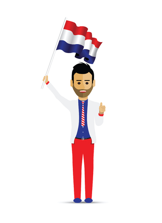 Netherlands flag waving manのイラスト素材