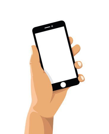 holding a cell mobile phoneのイラスト素材