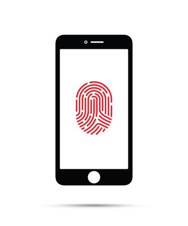 Cell phone with finger print technologyのイラスト素材
