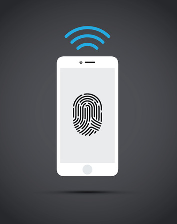 Cell phone with finger print technologyのイラスト素材