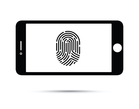 Cell phone with finger print technologyのイラスト素材