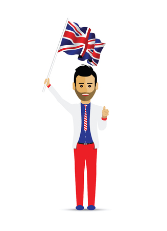 man waving the uk flagのイラスト素材