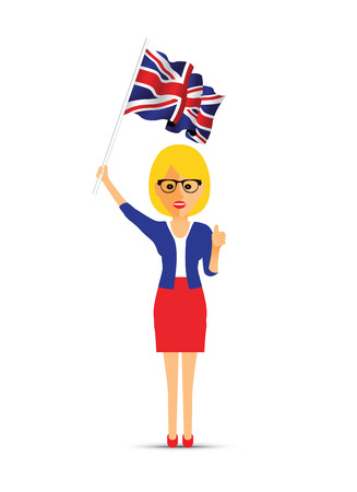 woman waving the uk flagのイラスト素材