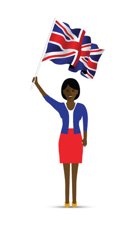 woman waving the uk flagのイラスト素材