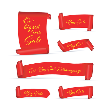 Our big sale set of red bannersのイラスト素材