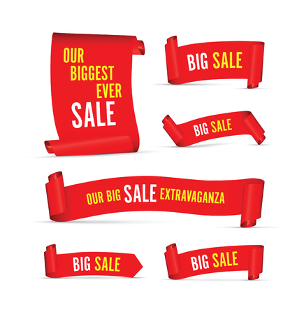 Our big sale set of red bannersのイラスト素材