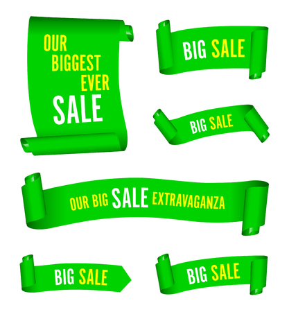 Our big sale set of green bannersのイラスト素材