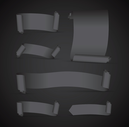 set of black bannersのイラスト素材