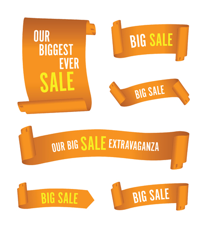 set of orange sale bannersのイラスト素材