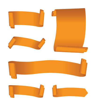 set of orange bannersのイラスト素材