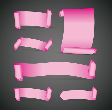 set of pink bannersのイラスト素材