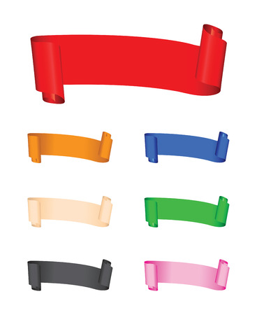 set of multi coloured bannersのイラスト素材