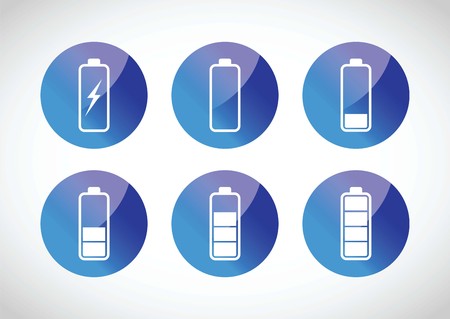 Colourful battery charging levels icon setのイラスト素材