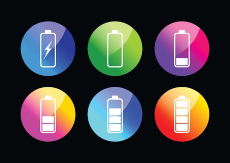 Colourful battery charging levels icon setのイラスト素材